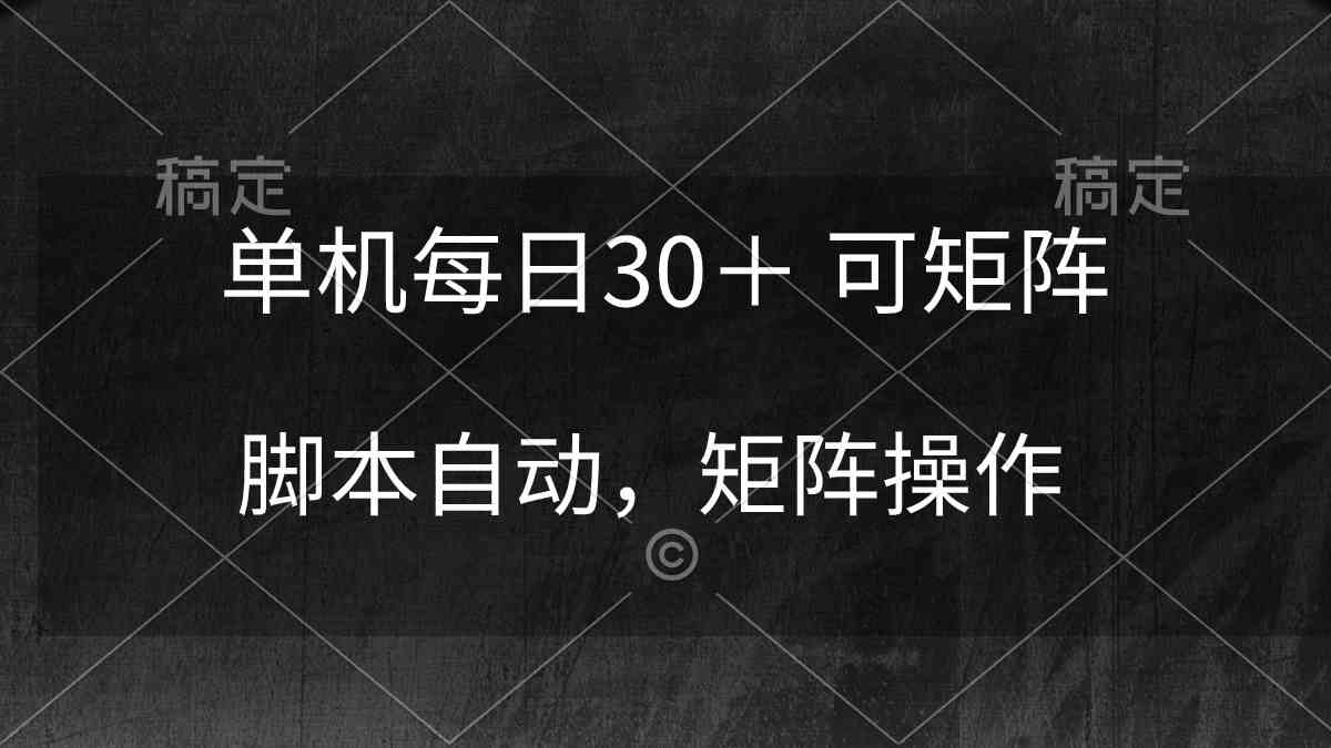 （10100期）单机每日30＋ 可矩阵，脚本自动 稳定躺赚-橙尔网赚two