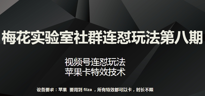 梅花实验室社群连怼玩法第八期，视频号连怼玩法 苹果卡特效技术-橙尔网赚two