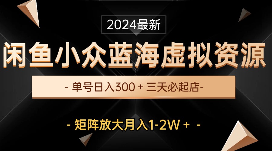 （10336期）最新闲鱼小众蓝海虚拟资源，单号日入300＋，三天必起店，矩阵放大月入1-2W-橙尔网赚two