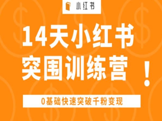 14天小红书突围训练营 ，0基础快速突破千粉变现-橙尔网赚two