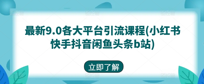 最新9.0各大平台引流课程(小红书快手抖音闲鱼头条b站)-橙尔网赚two