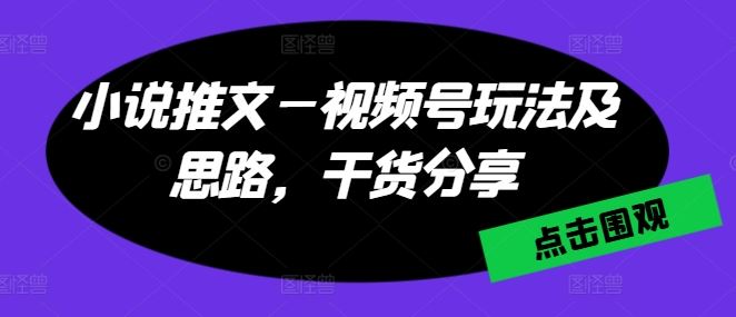 小说推文—视频号玩法及思路，干货分享-橙尔网赚two
