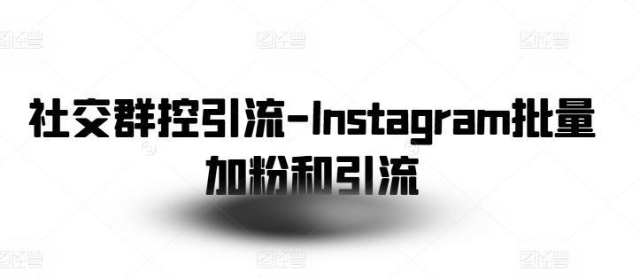 社交群控引流-Instagram批量加粉和引流-橙尔网赚two