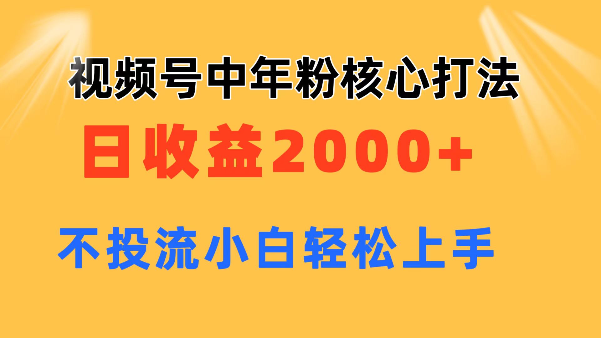 （11205期）视频号中年粉核心玩法 日收益2000+ 不投流小白轻松上手-橙尔网赚two