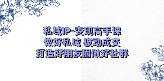 私域IP变现高手课：做好私域被动成交，打造好朋友圈做好社群（18节）-橙尔网赚two