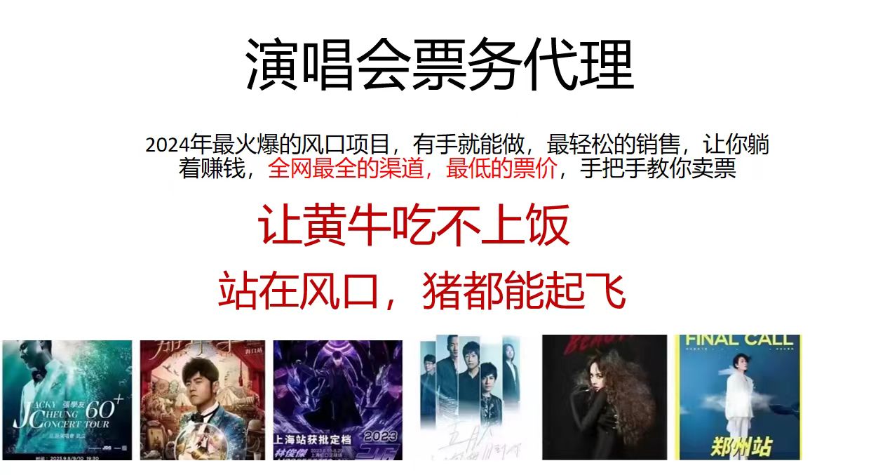 （11272期）演唱会票务代理，2024年最火爆风口项目，全网最低的票价，小白一分钟上…-橙尔网赚two