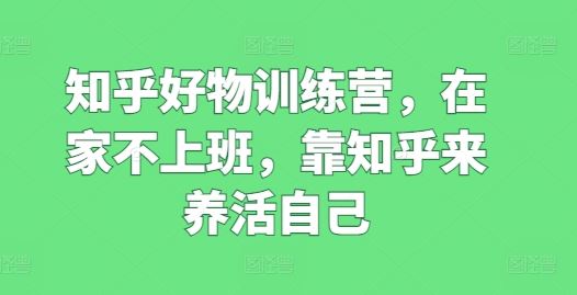 知乎好物训练营，在家不上班，靠知乎来养活自己-橙尔网赚two