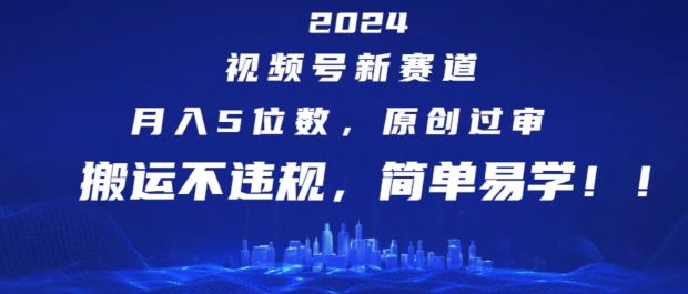 2024视频号新赛道，月入5位数+，原创过审，搬运不违规，简单易学【揭秘】-橙尔网赚two