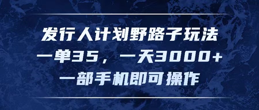 （11750期）发行人计划野路子玩法，一单35，一天3000+，一部手机即可操作-橙尔网赚two