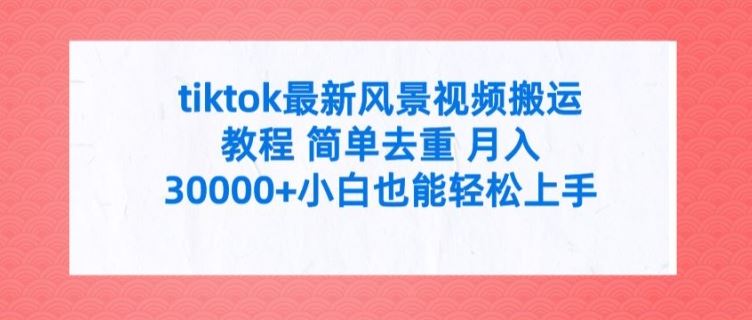 tiktok最新风景视频搬运教程 简单去重 月入3W+小白也能轻松上手【揭秘】-橙尔网赚two