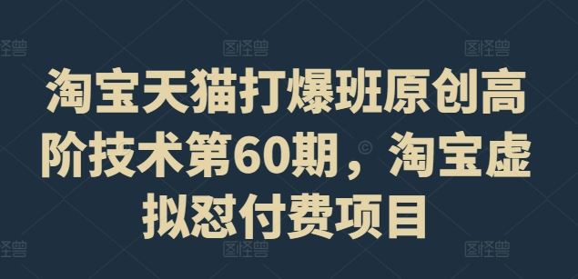 淘宝天猫打爆班原创高阶技术第60期，淘宝虚拟怼付费项目-橙尔网赚two