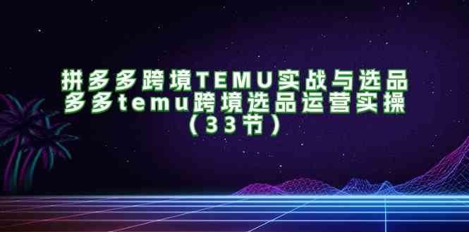 拼多多跨境TEMU实战与选品，多多temu跨境选品运营实操（33节）-橙尔网赚two