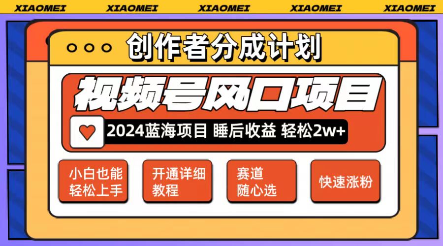 （12084期）微信视频号大风口项目 轻松月入2w+ 多赛道选择，可矩阵，玩法简单轻松上手-橙尔网赚two