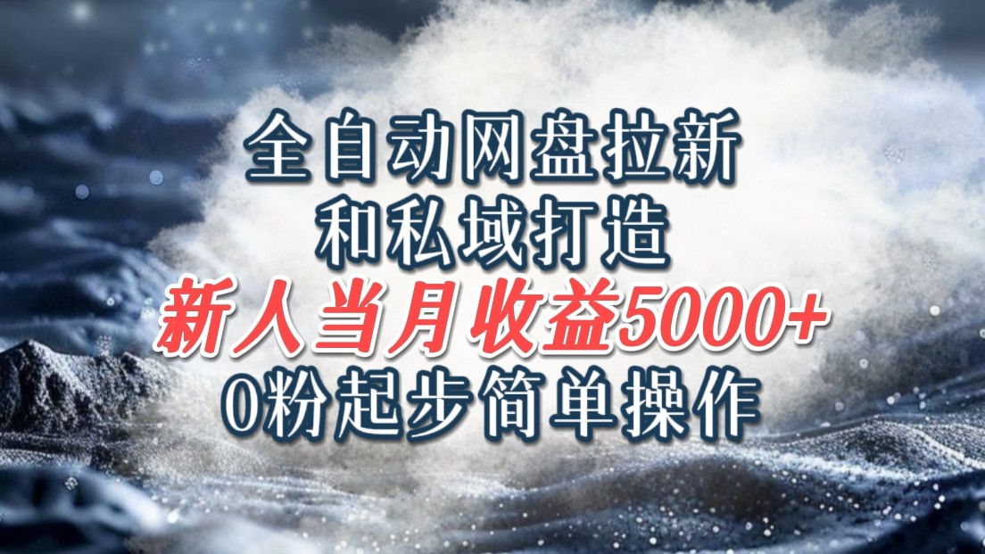 全自动网盘拉新和私域打造，0粉起步简单操作，新人入门当月收益5000以上-橙尔网赚two