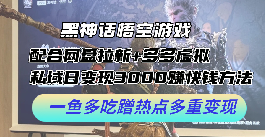 （12316期）黑神话悟空游戏配合网盘拉新+多多虚拟+私域日变现3000+赚快钱方法。…-橙尔网赚two