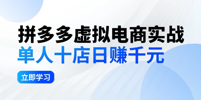 （12326期）拼多多虚拟电商实战：单人10店日赚千元，深耕老项目，稳定盈利不求风口-橙尔网赚two