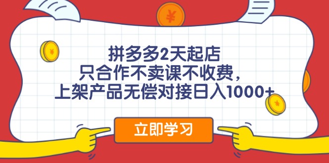 （12356期）拼多多0成本开店，只合作不卖课不收费，0成本尝试，日赚千元+-橙尔网赚two