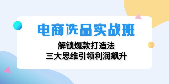（12398期）电商选品实战班：解锁爆款打造法，三大思维引领利润飙升-橙尔网赚two