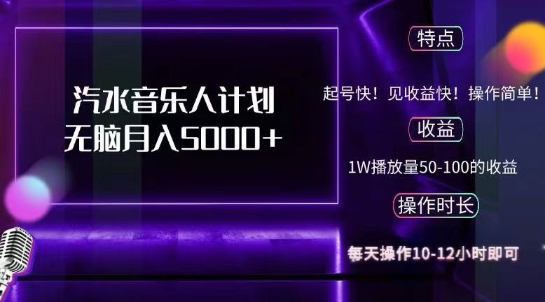 （12429期）抖音汽水音乐人计划无脑月入5000+-橙尔网赚two