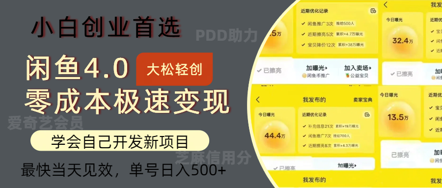 （12434期）闲鱼0成本极速变现项目，多种变现方式 单号日入500+最新玩法-橙尔网赚two