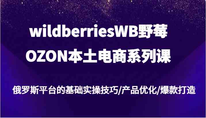 wildberriesWB野莓/OZON本土电商系列课，俄罗斯平台的基础实操技巧/产品优化/爆款打造-橙尔网赚two