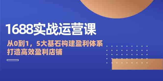 1688实战运营课：从0到1，5大基石构建盈利体系，打造高效盈利店铺-橙尔网赚two