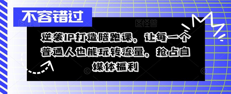 逆袭IP打造陪跑课，让每一个普通人也能玩转流量，抢占自媒体福利-橙尔网赚two