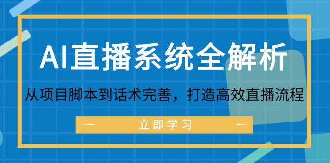 （12509期）AI直播系统全解析：从项目脚本到话术完善，打造高效直播流程-橙尔网赚two