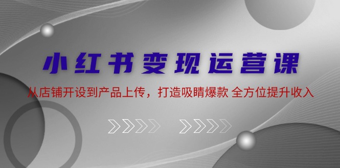 小红书变现运营课：从店铺开设到产品上传，打造吸睛爆款 全方位提升收入-橙尔网赚two