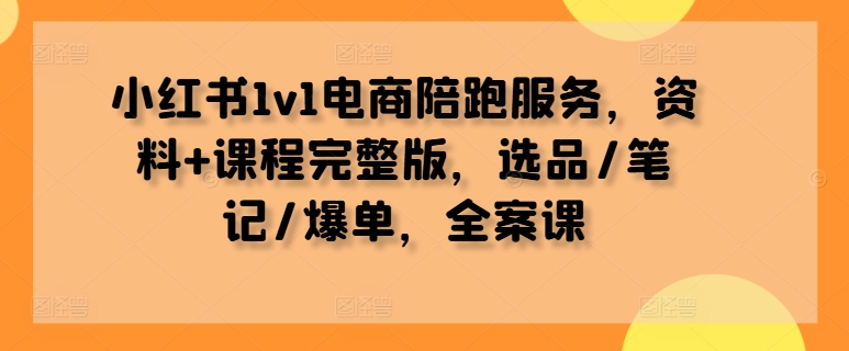 小红书1v1电商陪跑服务，资料+课程完整版，选品/笔记/爆单，全案课-橙尔网赚two