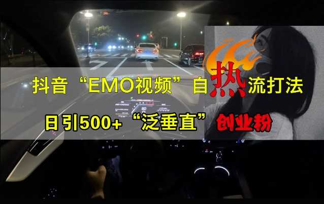 抖音EMO视频自热打法，日引500+“泛垂直”创业粉-橙尔网赚two