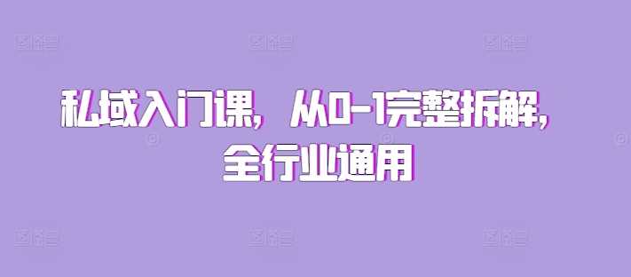 私域入门课，从0-1完整拆解，全行业通用-橙尔网赚two