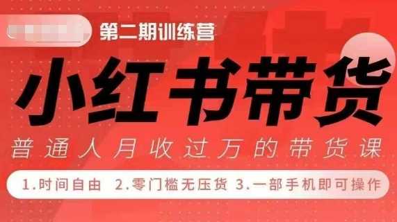 小Red书带货42天训练营 2.0版，宝妈+自由职+上班族+大学生，提高副业收入的大红利项目-橙尔网赚two