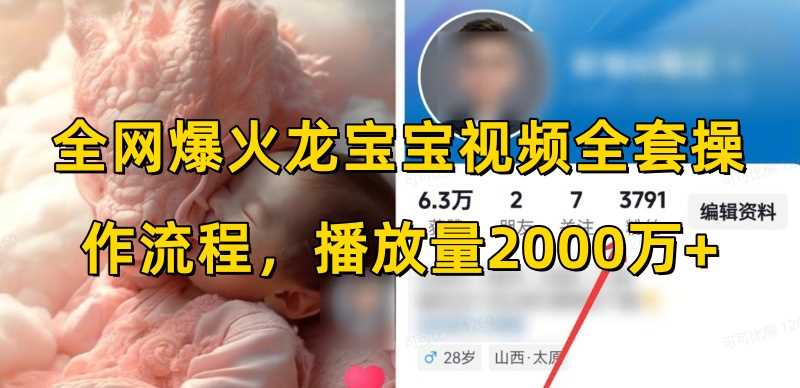 全网爆火龙宝宝视频全套操作流程，播放量2000万+-橙尔网赚two