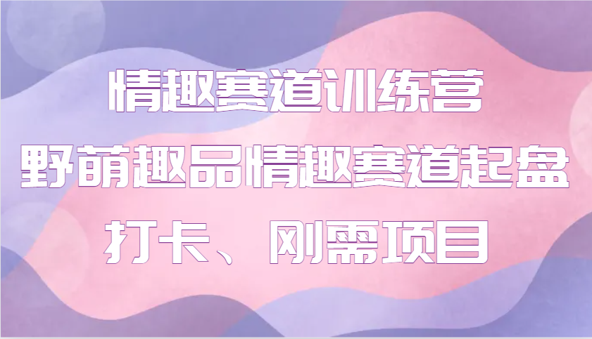 情趣赛道训练营 野萌趣品情趣赛道起盘打卡、刚需项目-橙尔网赚two