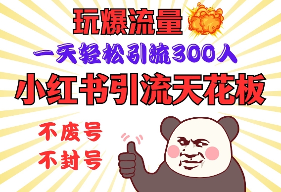小红书引流天花板，玩爆流量，一天轻松引流300人，安全操作-橙尔网赚two