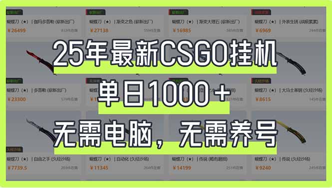 25年最新CSGO挂机系统，单日1000+，无需电脑，无需养号，0基础可上手-橙尔网赚two