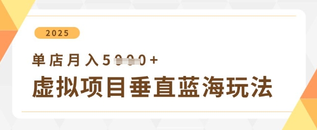 虚拟项目垂直玩法，实现单店月入5k+-橙尔网赚two