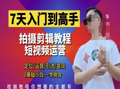 7天入门到高手，短视频剪辑运营高手课，定位 运营 引|流 变现，0基础小白一学就会-橙尔网赚two