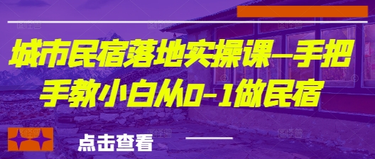 城市民宿落地实操课—手把手教小白从0-1做民宿-橙尔网赚two