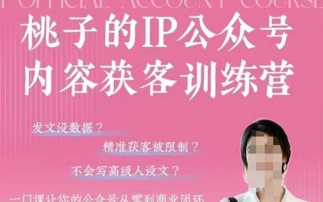 桃子IP公众号内容获客训练营(第3期)，一门让你公众号从0到商业闭环的课程-橙尔网赚two