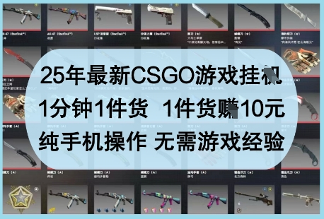 25年最新CSGO游戏挂G，1分钟1件货，1件货挣10元，纯手机操作，无需游戏经验【揭秘】-橙尔网赚two