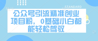 公众号引流精准创业项目粉，0基础小白都能轻松驾驭-橙尔网赚two