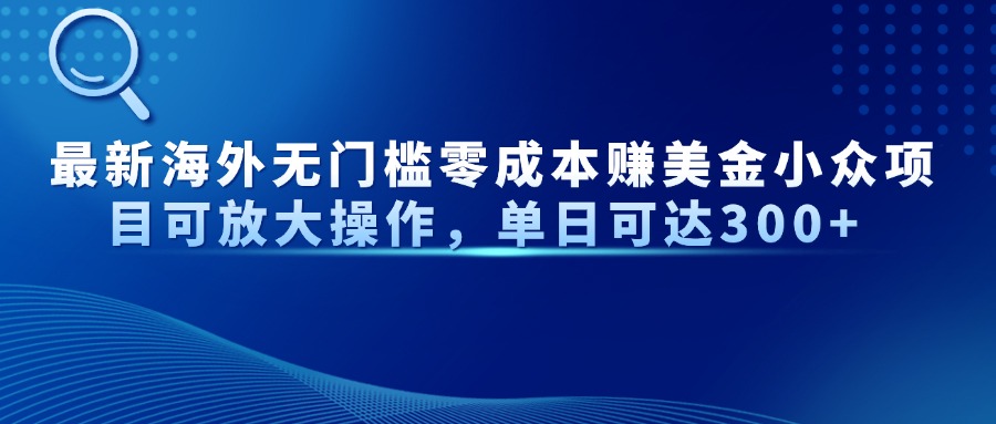 最新海外无门槛零成本赚美金小众项目可放大操作，单日可达300+-橙尔网赚two