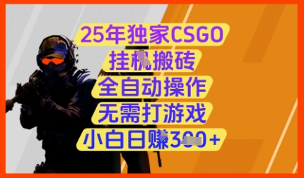 25年独家CSGO挂G搬砖，全自动操作，无需打游戏，小白日入3张+【揭秘】-橙尔网赚two