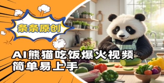 Ai熊猫吃饭爆火视频，条条原创，简单易上手-橙尔网赚two