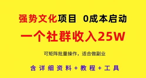 强势文化项目，一个社群收入25个W，0成本启动，可矩阵批量操作，原创详细实操教程-橙尔网赚two