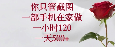 你只管截图，一部手机在家可以做，一小时120.一天5张+【揭秘】-橙尔网赚two