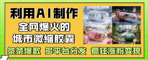 利用AI制作全网爆火的城市微缩胶囊，条条爆款， 多平台分发，疯狂涨粉变现-橙尔网赚two