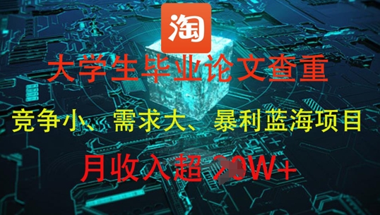 大学生毕业论文查重，暴利蓝海项目，月收入过1W+-橙尔网赚two